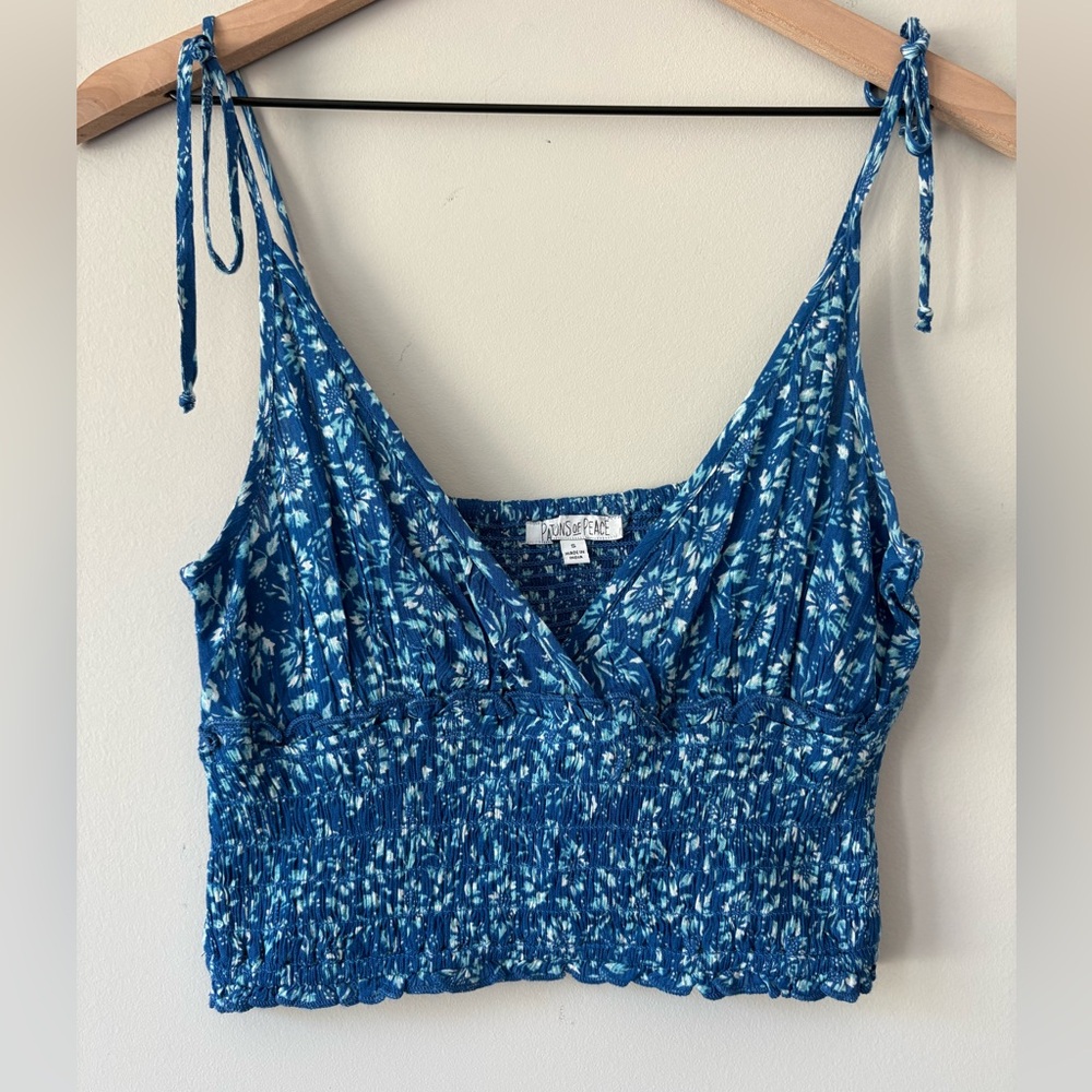 NWOT Patrons of Peace Smocked Crop Top